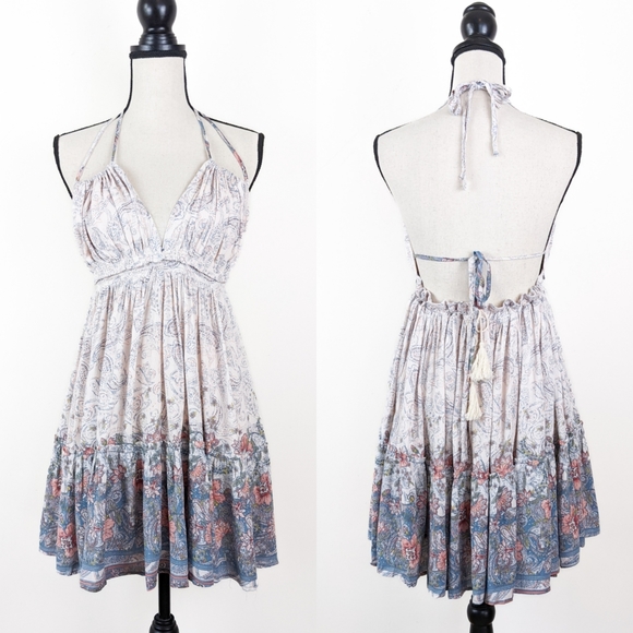 NWT Storia Floral Hem Halter Top Mini Dress - Picture 1 of 5